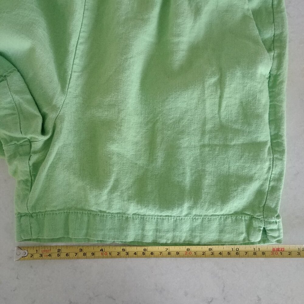 Bright apple green linen blend shorts elastic stretch waist size 8 - Picture 8 of 13